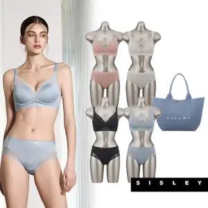 [시슬리 언더웨어] 시슬리 더블 크로스헴 브라팬티 4세트 + 로고 니트백