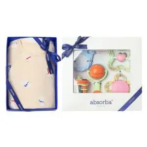 [갤러리아] (압소바출산,백일,신생아내의세트)폴리내의+5종딸랑이세트(A2D-10313SET)