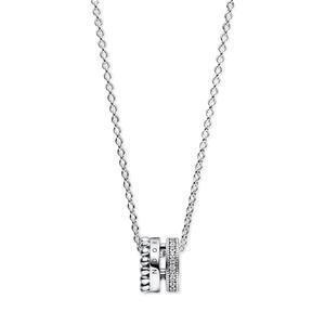 판도라를 위한 시그니처 925 스털링 실버 파베 큐빅 지르코니아 헤일로 펜던트 목걸이