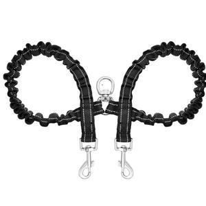 반려견 이중 목줄, 강아지 로프, 탄성 확장형 애완견 벨트, 야외 훈련용, 소형견 및 중형견 2마리용 리드