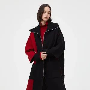 [DEMOO](센텀시티점)배색 블록 롱 짚업 드레스 레드