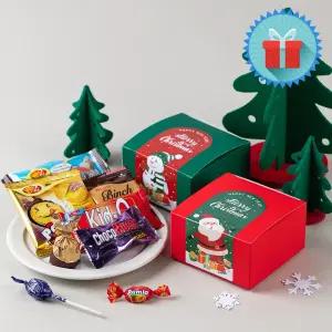 크리스마스 선물 간식꾸러미 상자 레드/그린 (중) 과자선물세트 구디백 학원학교유치원 단체