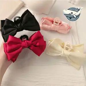 [콩심팥심]사랑스러운 빅 리본 새틴 올림머리 집게핀 헤어 왕리본핀 앞머리핀