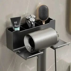 거치대 수납 헤어 화장실 벽 선반 블랙 욕실 드라이기