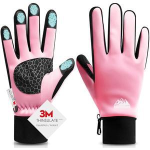 브루보알론 여성 및 남성용 겨울 장갑, 3M 보온, 라이크라 원단, 방풍, 터치스크린, 미끄럼 방지, 추운 날씨