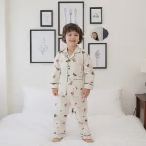 솔로 리틀트리 국산 순면 남 유아 아동 주니어 긴팔 잠옷 파자마 세트
