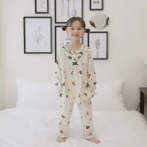 솔로 리틀트리 순면 국산 여 유아 아동 주니어 긴팔 잠옷 파자마 세트