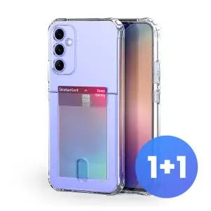 1+1 갤럭시 점프4 SM-M366K 케이스 카메라보호 카드수납 젤리 투명 모서리 범퍼케이스 카드케이스