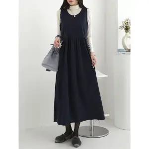 [시크루즈]백스 코듀로이 셔링 레이어드 조끼 원피스 BDOP151_P410484395