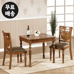 [벤티스가구]젠 엔틱 식탁 에쉬 원목 2인용 식탁세트 2인 주방 고급 의자 셋트 나무 명품