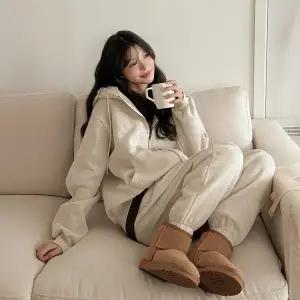 [공구우먼] 할린 기모 후드집업 트레이닝 팬츠 세트 84789 빅사이즈 여성의류