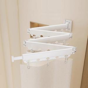 펀치프리 접이식 막대 샤워커튼 방수 빨래걸이 욕실 칸막이