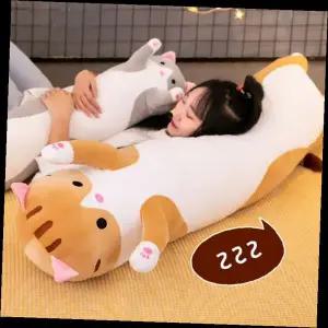 동물 바디필로우 고양이 모양 긴 안는 베개 수면 쿠션 침실 휴식 애착 인형