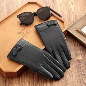 [크리스찬케리] 여성 가죽장갑 CK-185 극세사 안감 따뜻한 방한 스마트터치 장갑 털장갑 양가죽