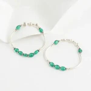 [하프클럽/]여자 2종옵션 오닉스 터키석 실버체인 팔찌