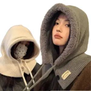 니트 후드 바라클라바 스타일리쉬 망토모자 넥워머