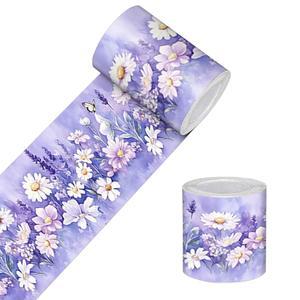 홈티튜트 벽지 테두리 필 앤 스틱 장식 벽 트림 셀프 접착 데이지 꽃무늬 포인트 스트립 침실 거실 욕실 거울 프레임 선반 가장자리 4x196인치 보라색 시골 정원 디자인