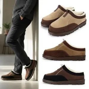 젠틀러슈 남자 겨울 방한슬리퍼 털 안감 블로퍼 퍼 뮬형 슬리퍼 사무실 실내화