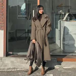 클래식더블버튼스트랩롱코트