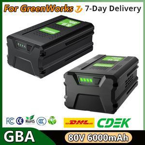 For Greenworks GBA GBA80600 80V 6000mAh 교체 배터리 무선 전동 공구 충전식 호환 가능