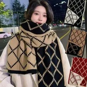 겨울 롱 목도리 다이아 커플 남녀공용 겨울 니트 머플러 스카프