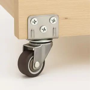 L자형 저소음바퀴 측면고정 1인치 캐스타 회전바퀴 이동식 소형 서랍장 사이드 가구 책상