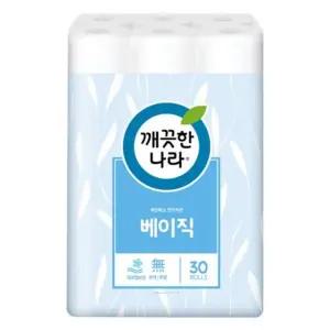 깨끗한나라 화장지 베이직 40mX30롤 미용위생용품 무형광 고급 대용량