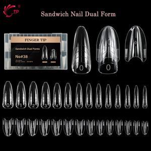 TP 샌드위치 네일 듀얼 폼 140개/280개 클리어 아몬드 아크릴 연장 폴리 젤 몰드 재사용 가능 매니큐어 도