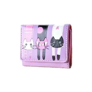 초등반지갑 여학생 PU 11.9cm 3단 패션반지갑 퍼플