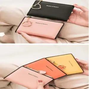 여성 배색반지갑 5컬러 하트링 키링포인트 여자반지갑