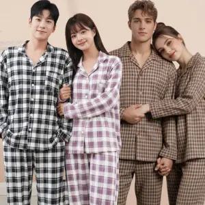 수면 잠옷 겨울 커플 극세사 기모 빅사이즈 홈웨어 여성 남성 파자마 세트 원피스