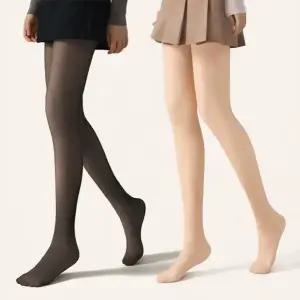 [1개+1개] 슬림핏 착시 기모 팬티 스타킹 융털 벨벳 겨울 고탄력 반투명 스타킹