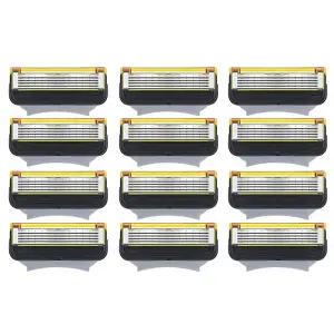 (무료배송) 토비메모리 질레트 호환 면도날 5중날 프로쉴드 옐로우 3팩 (12입)