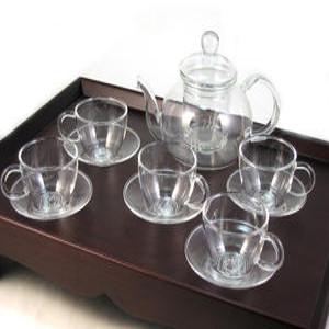 유리티포트(600ml) 손잡이찻잔 5인다기 / 유리다기, 숙우, 유리찻잔, 손잡이잔, 다도, 다도용품