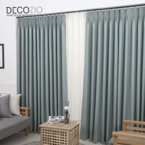 [데코지오]호텔식 나비주름 암막커튼 75x230cm 민트블루