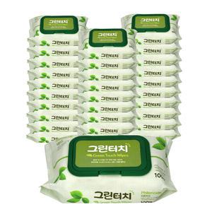그린터치 물티슈 캡형 100매X30팩 / 순한 유아물티슈 다용도