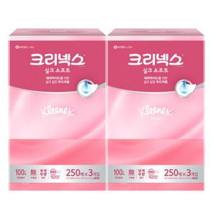 유한킴벌리 크리넥스 실크소프트 250+20매 3개입 x 2팩 /각티슈