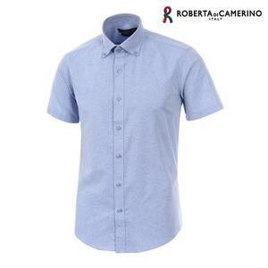 [Roberta di Camerino]TC 카치온 솔리드 버튼다운 슬림핏 블루 반소매 셔츠 RL2-452-2