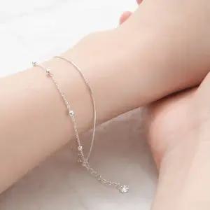 925 실버 체인 볼 두줄 레이어드 데일리 은 팔찌