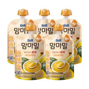 [매일] 맘마밀 이유식 퓨레 바나나와단호박 100g 5팩 (6개월)