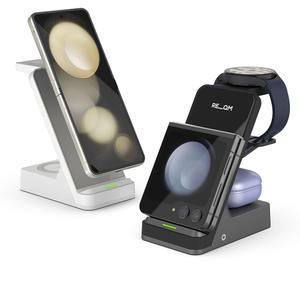 리큐엠 3IN1 갤럭시워치8 버즈 프로 Z플립 호환 15W 멀티 고속 무선충전 거치대