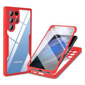 [기타]갤럭시 S22울트라 풀커버 클리어 투명 컬러 프레임 케이스 커버