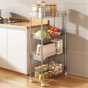 이동식 트롤리 투명 틈새 선반 수납장 3단