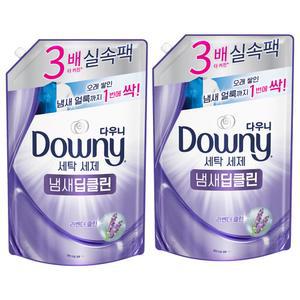 다우니 세탁세제 냄새딥클린 라벤더 리필용 1.4L 2개/일반드럼 겸용