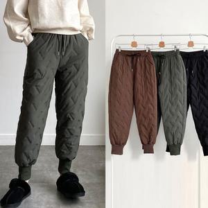여성 누빔 패딩 바지 밴딩 조거 팬츠 트레이닝 겨울 빅사이즈 솜