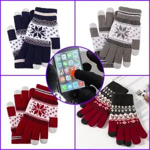 눈꽃장갑 겨울 방한 터치 스마트 울 니트 크리스마스 선물 보온 기모 신축성 남녀공용