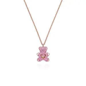스와로브스키 Teddy 핑크 테디베어 곰돌이 여성 로즈골드 체인 목걸이 5642976