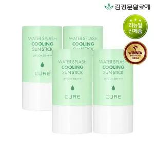 [김정문알로에] 큐어 워터 스플래쉬 쿨링 연두 선스틱 23g [얼음자차] 4개