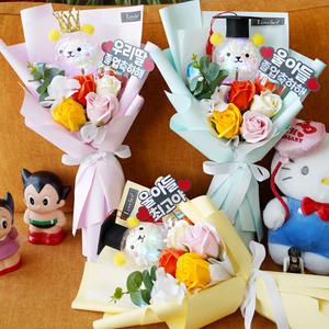 킨더조이 곰돌이 LED꽃다발 유치원 졸업식 꽃다발 졸업식꽃 학예회 발표회 재롱잔치