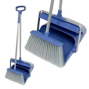 스탠드 자동 쓰레받기세트(블루) 빗자루 쓰레받기 세트